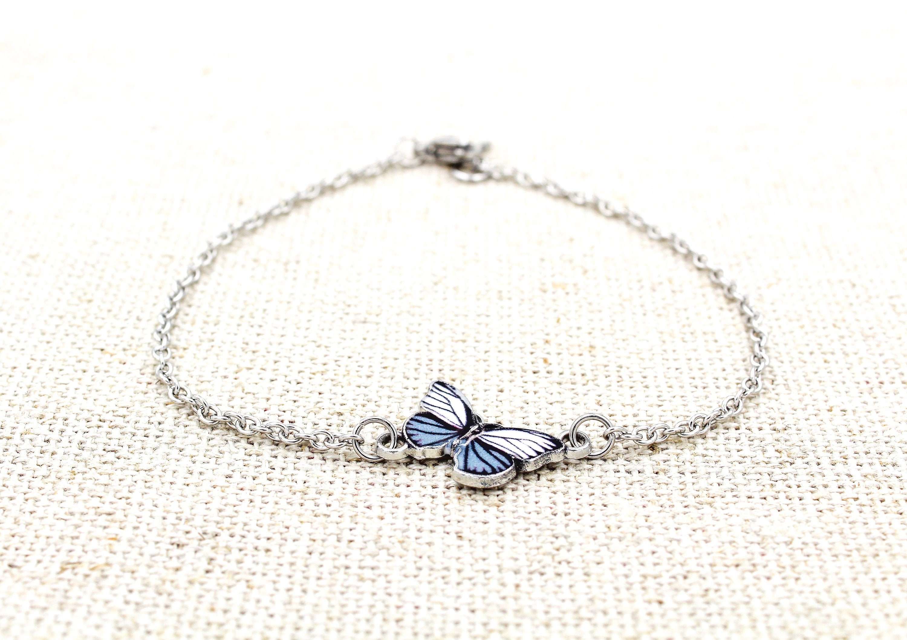 Blue Butterfly Anklet Butterfly Body Jewelry Butterfly Charm Ankle