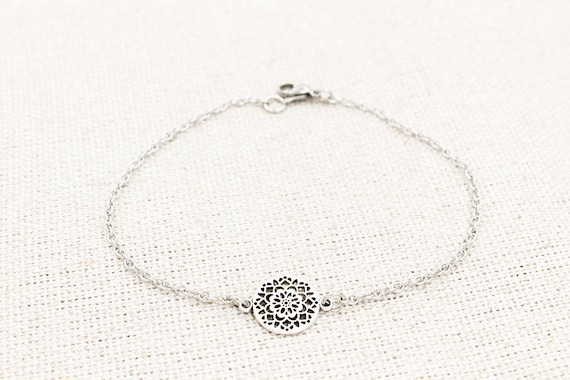 Mandala Design Anklet, Summer Anklets, Beach Anklet, Boho Charm Anklet, Tribal Ankle Bracelet, Mandala Lover Gift, Jewelry For Her