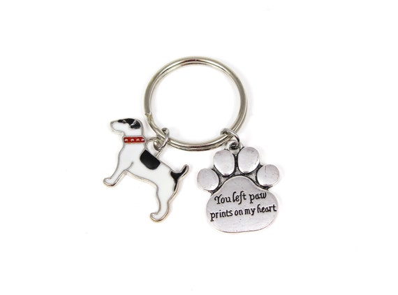 Great Dane Puppy Image Black Leather Keyring in Gift Box