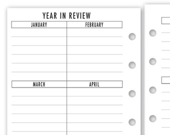 Printed Pocket Rings Year in Review Planner Refill, 3.2" x 4.7", 12 Months, Undated Yearly View