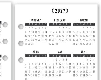 Printed Personal Rings Year at a Glance Calendar Printed Planner Refill, 3.74″ x 6.73″, Dated Yearly View, Laminated for Durability