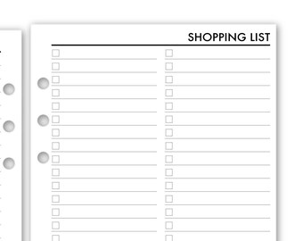 Printed A5 Rings Shopping List Planner Refill, 5.83″ x 8.27″, 15 or 30 Count, Functional Insert
