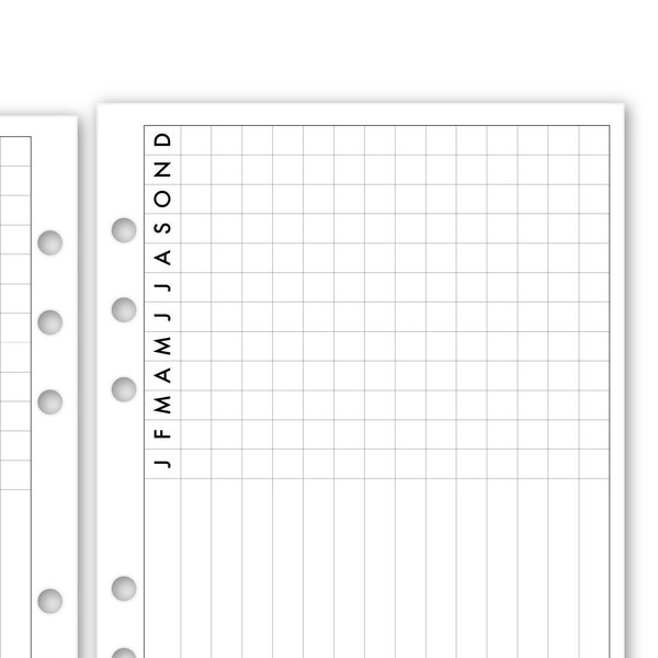 Printed A5 Rings Monthly Task Tracker Planner Refill, 5.83″ x 8.27″, 6 or 12 Count, Functional Insert, Habits