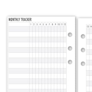 Printed Personal Rings Monthly Habit Tracker Planner Refill, 3.74" x 6.73", 12 or 24 Count, Functional Insert
