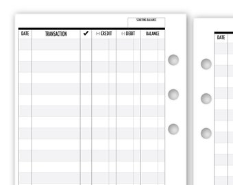 Printed Personal Size Checkbook Registers Planner Refill - Organize Your Finances with Ease, Vertical or Horizontal Layout