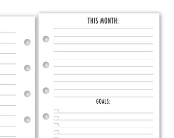 Printed Pocket Rings Monthly Overview Planner Refill, 3.2" x 4.7", 12 or 24 Count, Undated Functional