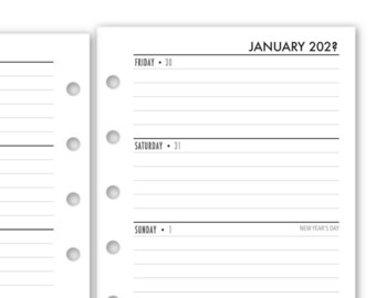 Printed Pocket Rings Week on 2 Pages Horizontal Deluxe Planner Calendar Refill, 3.2″ x 4.7″, Monday Start, Weekly View