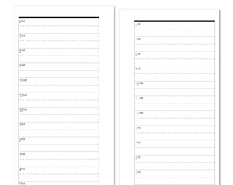 Printed A5 Rings Sidebar - Daily Timed Planner Refill, 12 Count, Time Chart, Lined Pages