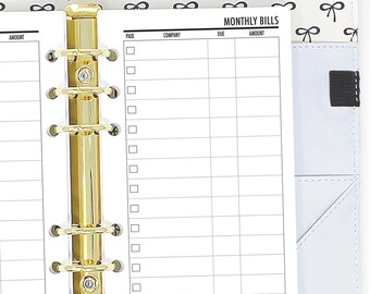 Personal Bill Tracker Planner Insert, Monthly Finances, Household Management