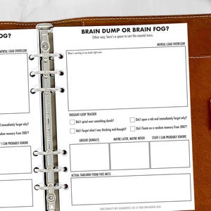 A5 Brain Dump or Brain Fog? Refill, Mind Dump Planner Page, Daily Notes Insert