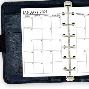 Pocket Month on 2 Pages Calendar Refill, Monthly View Planner Insert, Choose Year