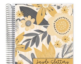 2023 Monthly Spiral Bound Planner, 7" x 9" size, Choose from Dot Grid, Graph or Lined Note Pages, MONTHLY ONLY - Yellow Skies