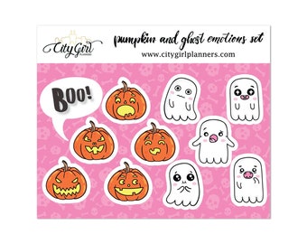 Halloween Planner Stickers, Spooky Emotions Decor, 4.1 x 5 inch, Decorative Matte Stickers for Journals and Notebooks