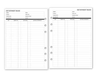 Printed A5 Debt Repayment Planner Refill,  5.83 x 8.27 inches, Ring Binder Insert Pages, Empower Your Financial Journey