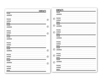 Printed A5 Contacts | Address Book Planner Refill, 5.83 x 8.27 inches, Ring Binder Insert Pages, Old-School Charm for Your Planner Binder