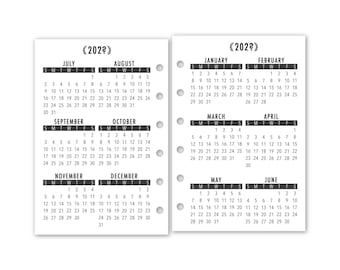 Pocket Year at a Glance Laminated Calendar Printed Planner Refill, 3.2" x 4.7", Dated Yearly View, Choose Your Date, Mini Months, Minimalist