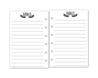 Printed Pocket Rings Goals Planner Refill, 3.2" x 4.7", 15 or 30 Count, Functional Insert