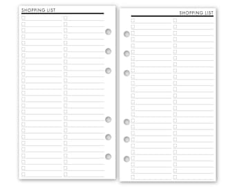 Printed Personal Rings Shopping List Planner Refill, 3.74" x 6.73", 15 or 30 Count, Functional Insert