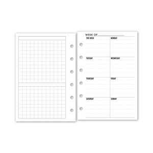 Pocket Week on One Page Vertical Planner Refill, 3.2&quot; x 4.7&quot;, 26 or 52 Weeks, Undated Weekly View