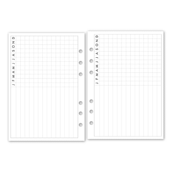 Printed A5 Rings Monthly Task Tracker Planner Refill, 5.83″ x 8.27″, 6 or 12 Count, Functional Insert, Habits