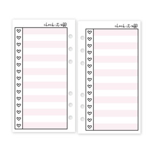Printed Personal Rings Check It Off! Heart Checklist Planner Refill, 3.74 x 6.73 inches, Binder Insert, Colorful Pages, Heart Boxes