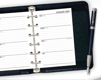 Planificador de calendario horizontal completo de bolsillo, recambio mensual y semanal