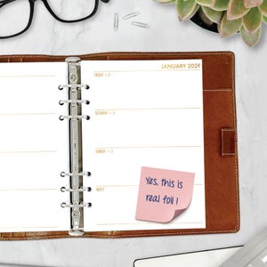 Gold Foil A5 Horizontal Weekly Planner Insert, Week on 2 Pages Dated Calendar Refill