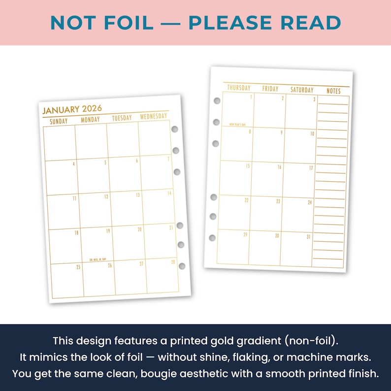 Personal Monthly Fae Grove Gradient Planner Insert, Month on 2 Pages ...