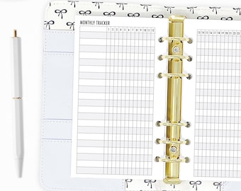 Personal Habit Tracker Planner Insert, Monthly Undated Goal Chart, Ring Binder