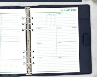 Planificador semanal completo A5 en una página, calendario con estampado degradado de Fae Grove