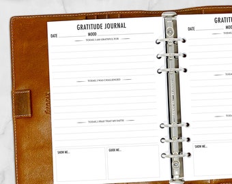A5 Gratitude Journal Refill, 5.83 x 8.27, Binder Insert, Positive Mindset Journal, Affirmation Planner, Reflection Pages, Self-Care Wellness