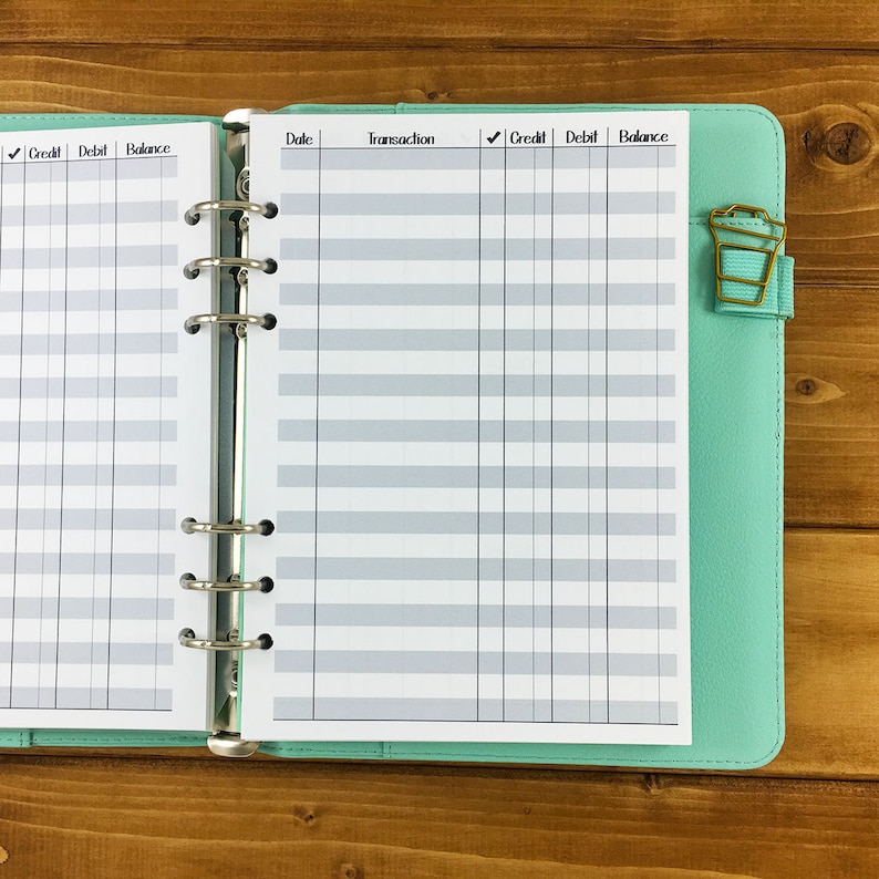 Printed A5 Rings Checkbook Register insert 15 DoubleSided Etsy