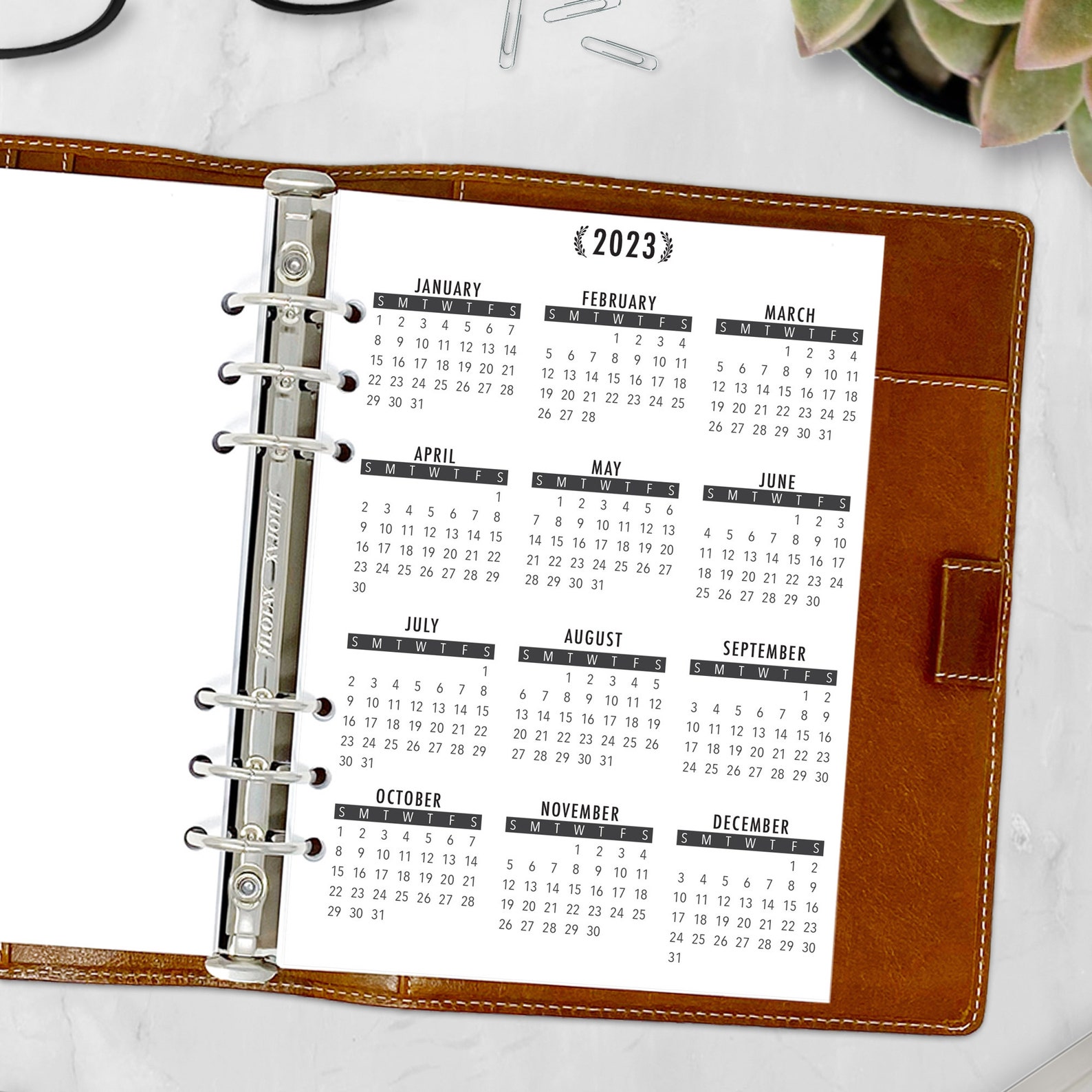 2023 2024 Year at a Glance Laminated Calendar Printed Etsy UK