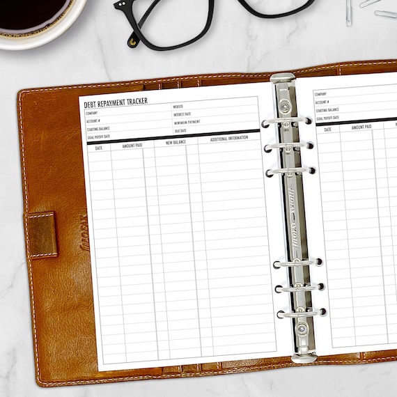 A5 Debt Repayment Tracker Insert, Financial Goal Planner Refill