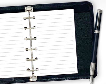 Recambio para agenda de bolsillo, inserto de papel rayado, carpeta de 6 anillas, 3,2" x 4,7"