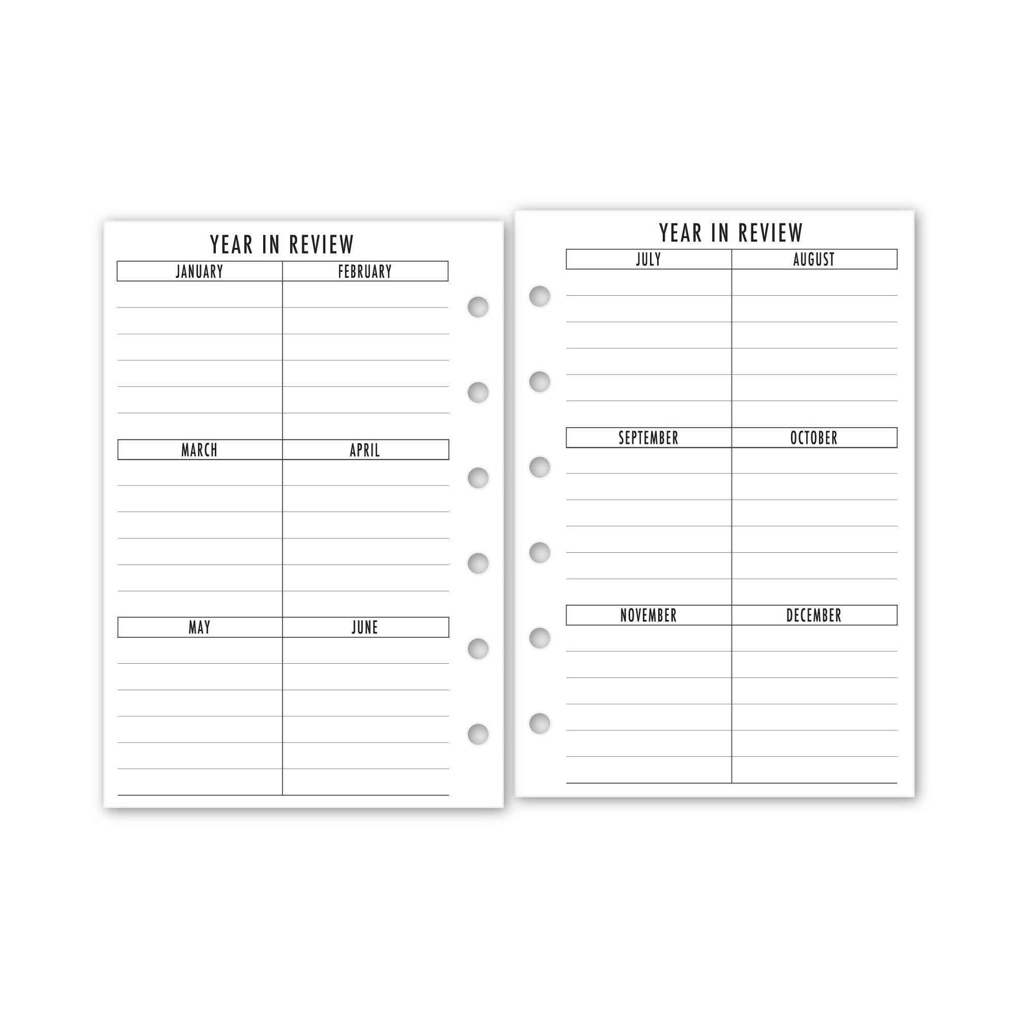 Foiled Pocket Rings Month on 2 Pages Deluxe Planner Calendar Refill, 3.2 x  4.7  81mm x 120mm, Sunday Start, Dated Monthly View, Choose 12 Months :  Handmade Products 