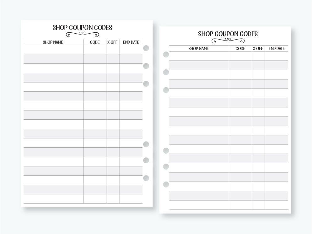 Printed A5 Rings Shop Coupon Codes 30 Double Sided Sheets Etsy