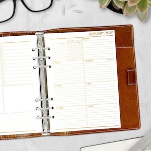 A5 Week on 1 Page Gold Luxe Print Planner Insert, Gradient Weekly Refill