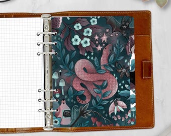 Juego de separadores A5 con etiquetas, 5,83 x 8,27 pulgadas, pestañas laterales, temática oscura de Halloween, separadores con pestañas estampadas, regalos para ella - Into the Night
