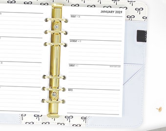 Personal Week on 2 Pages Horizontal Calendar Refill, Dated Weekly Planner Insert
