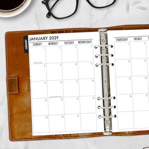 A5 Tabbed Month on 2 Pages Calendar Refill, 5.83″ x 8.27″, Dated Monthly View, Printed Ring Binder Planner Insert, Choose Date, BLACK TABS