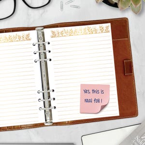 Gold Foil A5 Floral Doodles Lined Planner Refills, Note Taking, Everyday Planning