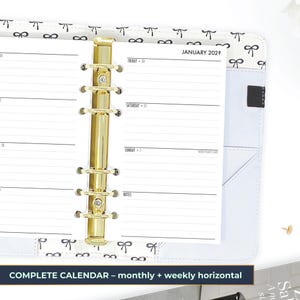 Personal Complete Horizontal Calendar Planner Insert, Dated Monthly Weekly Refill