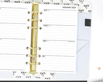 Personal Complete Horizontal Calendar Planner Insert, Dated Monthly Weekly Refill