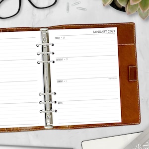 A5 Week on 2 Pages Horizontal Calendar Refill, 5.83″ x 8.27″, Dated Weekly, Diary Pages, Printed Ring Binder Planner Insert, Choose Date