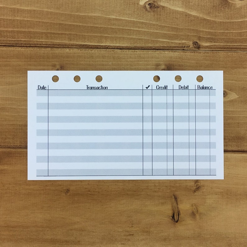 Printed Personal Checkbook Register planner insert 15 Etsy
