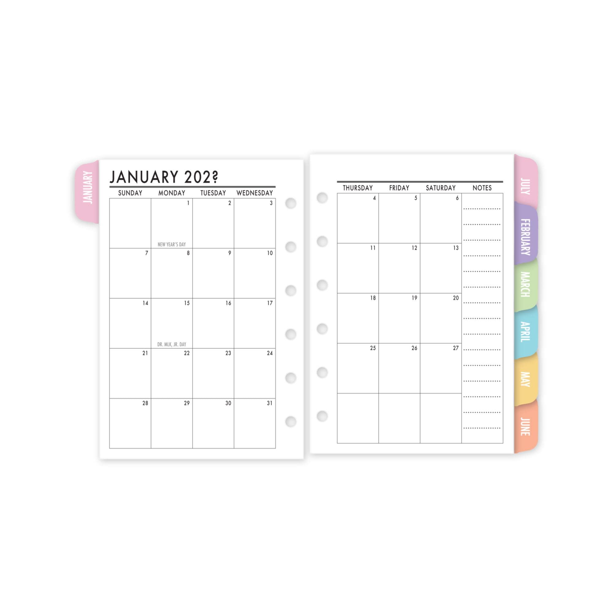pocket-tabbed-month-on-2-pages-calendar-refill-3-2-x-4-7-12-dated-monthly-view-printed-ring-binder-planner-insert-candy-rush-etsy