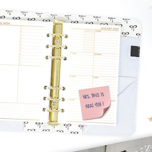 Gold Foil Personal Size Weekly Planner Insert, Week on 1 Page Dated Calendar Refill