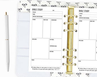 Personal Bible Study Planner Insert, Spiritual Tracker, Christian Companion