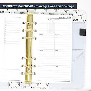 Personal Complete Week on 1 Page Calendar Planner Insert, Dated 12 Month Week Refill